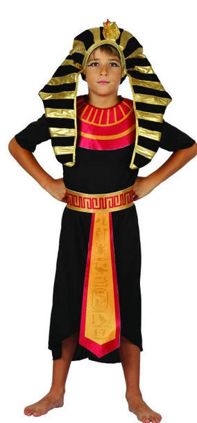 Egyptian Pharaoh Costume for Boys (Robe, Hat, Belt, Collar) - Small Size (110–120 cm) | 091309