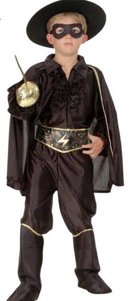 Bandit Costume (Hat, Mask, Cape, Shirt, Pants with Boot Tops, Belt) - Large Size (130–140 cm) | 881205