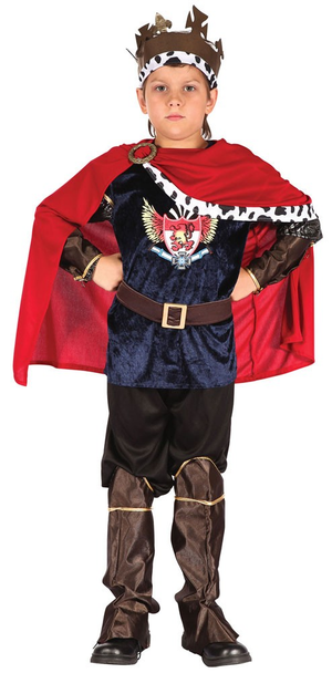Fantasy King Costume (Shirt, Cape, Trousers, Headpiece, Cuffs, Belt, Boot Tops) - Large Size (130–140 cm) | 098169 Fantasy King Costume (Shirt, Cape, Trousers, Headpiece, Cuffs, Belt, Boot Tops) - Large Size (130–140 cm) | 098169