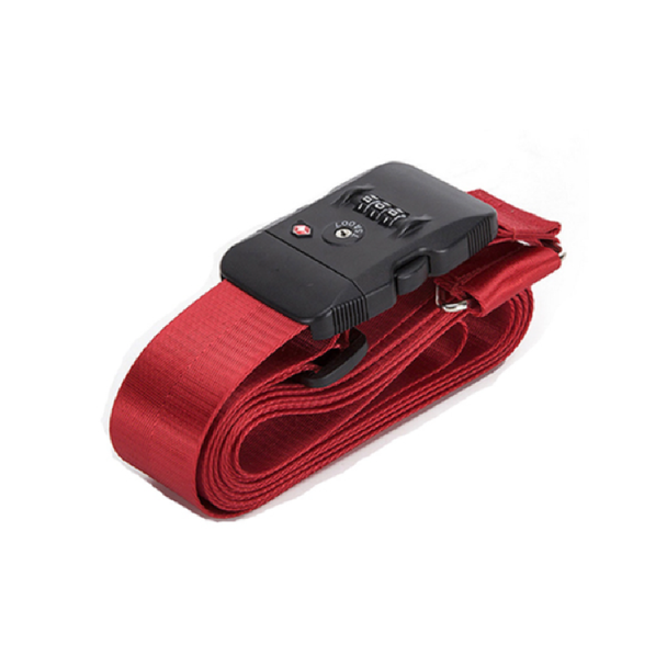 TSA Customs Combination Lock Luggage Strap - Black & Red | TR-004