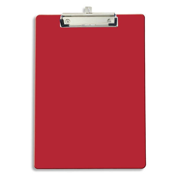 A5 portable clipboard writing board red with metal spring clip front view