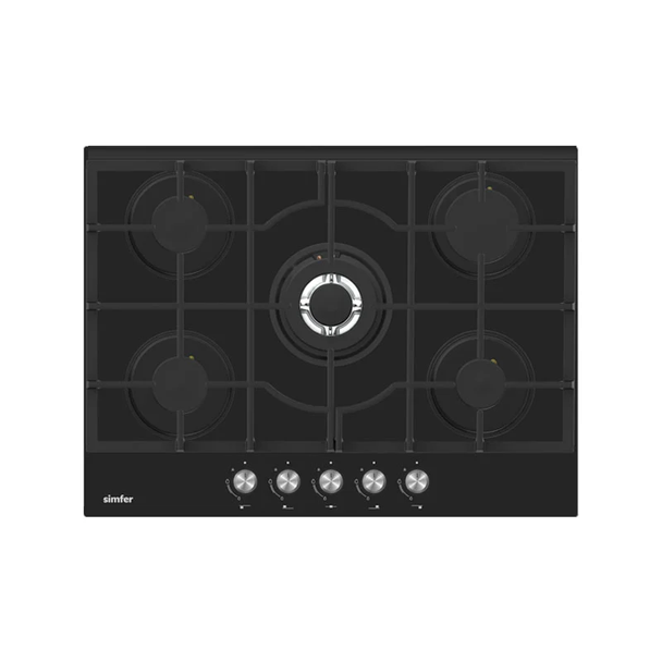 Simfer H7.505.HGSSP 70 cm Built-in Gas Hob Glass Black | MAO1-7505HGSSP