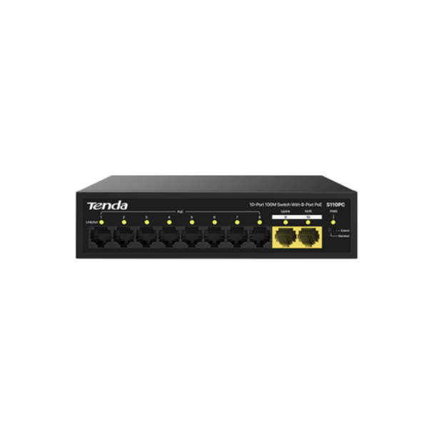 Tenda 10 Ports 10/100 (8 Poe, 2 Uplink) Unmanaged Desktop | S110PC