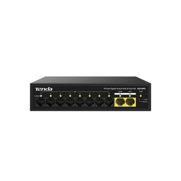 Tenda 10 Ports Gigabit (8 POE, 2 Uplink) unmanaged Desktop Switch | SG110PC