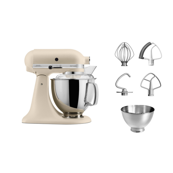 KitchenAid Artisan 4.8L Tilt-Head Stand Mixer + 3L Bowl + Flex Edge Beater - Beige | 5KSM175PSEFL