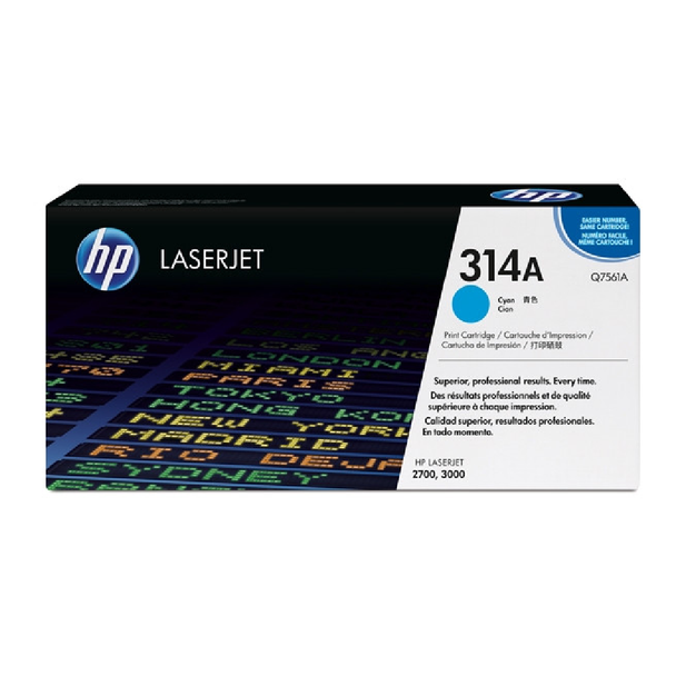 HP 314A Original LaserJet Toner Cartridge - Cyan | Q7561A
