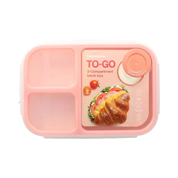 LocknLock Divided 3-Compartment Lunch Box 1.5L - Pink | LLHPL782P
