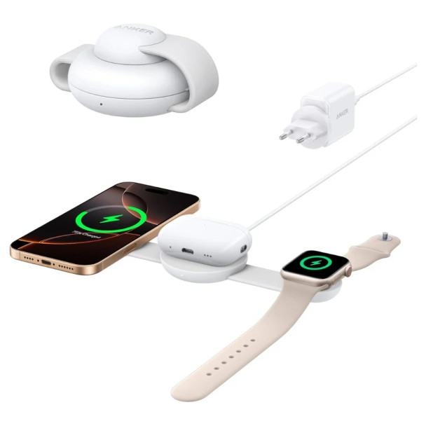 Anker MagGo Wireless Charging Station 3 in 1 Foldable Pad - White | A25M8
