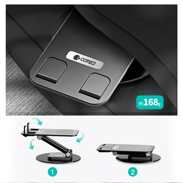 Coteci Rotatable & Foldable Carbon Steel Stand - Black