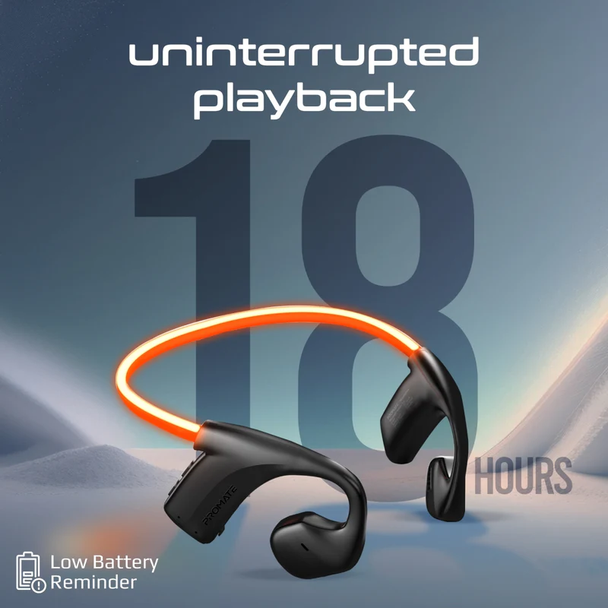Promate AudioConduct™ High-Endurance Wireless Neckband Earphones - Black | RIPPLEGLOW.BLACK