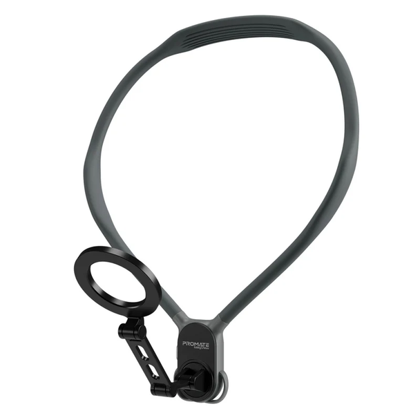 Promate Flexible Neckband MagSafe Compatible Phone Mount for Handsfree POV - Black | MAGVIEW.BLACK