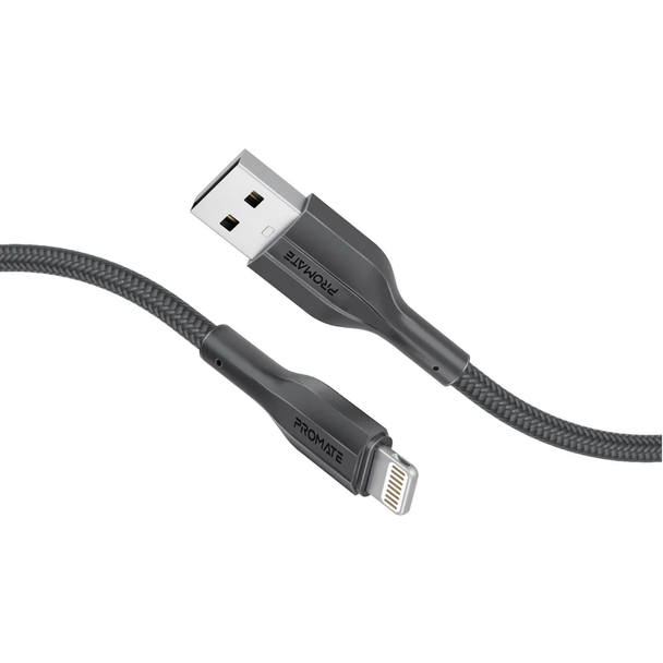 Promate High Tensile Strength Data & Charge Cable for Apple Devices - Black | XCORD-AI200.BLACK