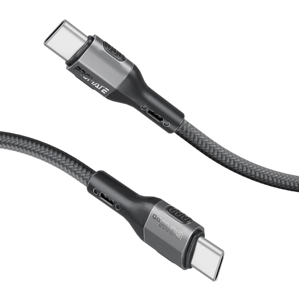 Promate Tough-Built 60W Power Delivery USB-C Cable - Black | FletchLink-CC.BLACK