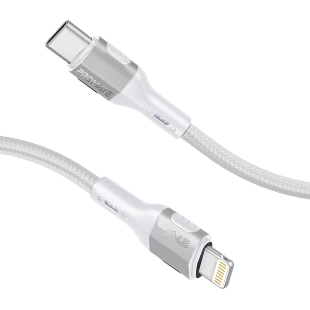 Promate Tough-Built 27W Power Delivery USB-C to Lightning Cable - Grey | FletchLink-Ci.GREY