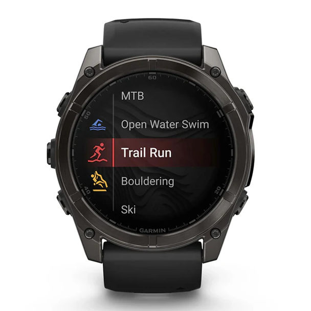 Garmin fēnix® 8 51mm AMOLED Sapphire Carbon Gray DLC Titanium with Black/Pebble Gray Silicone Band