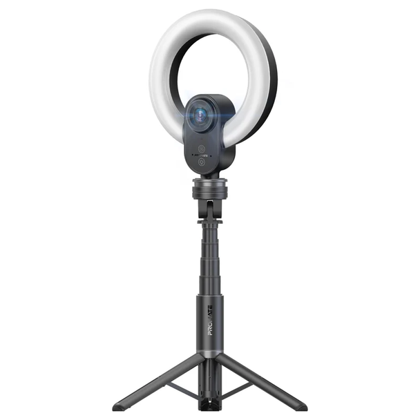 Promate 2K Ultra-HD Webcam with Built-in Mic, Ring Light & Detachable Tripod | VISTACAM