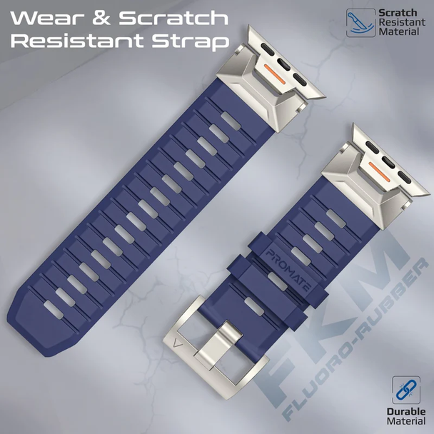 Promate Premium Sports FKM Fluoro-Rubber Watch Band - Navy Blue | SilicaBand-Pro.NAVYBLUE