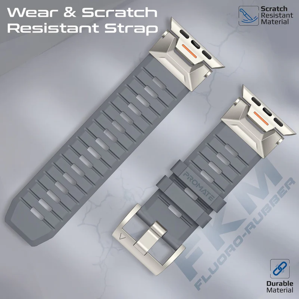 Promate Premium Sports FKM Fluoro-Rubber Watch Band - Grey | SilicaBand-Pro.GREY