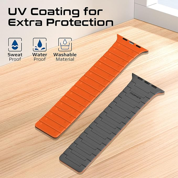 Promate Premium Magnetic Silicone Watch Band - Grey | MagBand-MS.GREY