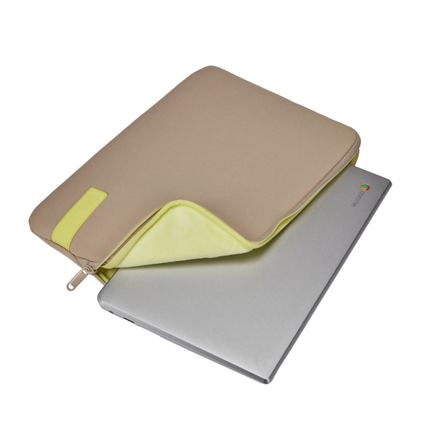 Case Logic Reflect 13" Laptop Sleeve, Plaza Taupe/ Sunny Lime | REFPC-113 PLAZA TAUPE/ SUNNY LIME