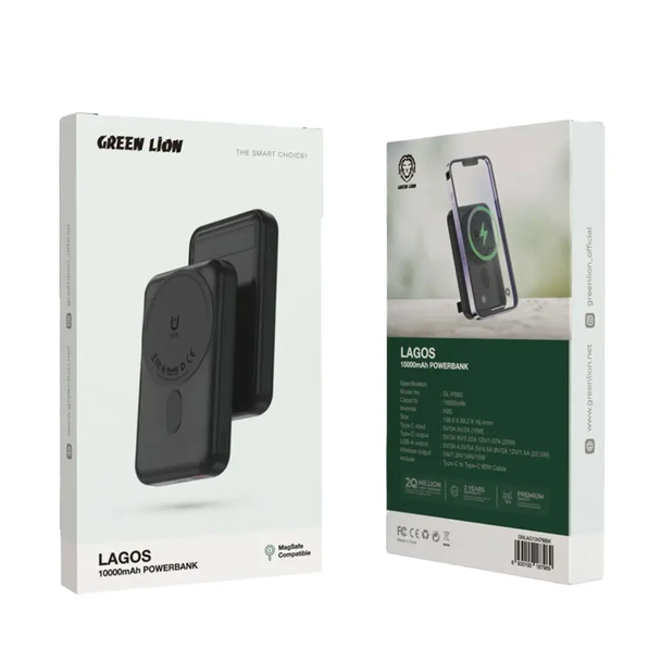 Green Lion Lagos 10000mAh Power Bank - Black | GNLAG10KPBBK