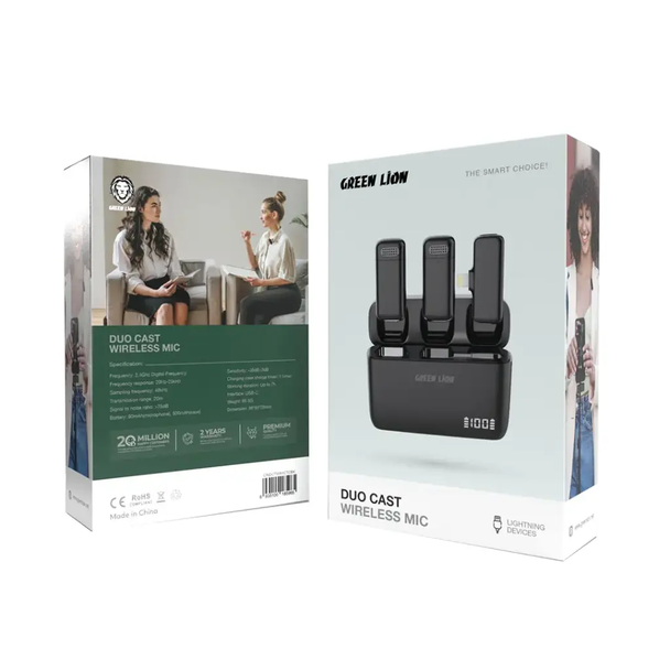 Green Lion Duo Cast Lightning Wireless Mic | GNDCTWMICLGBK