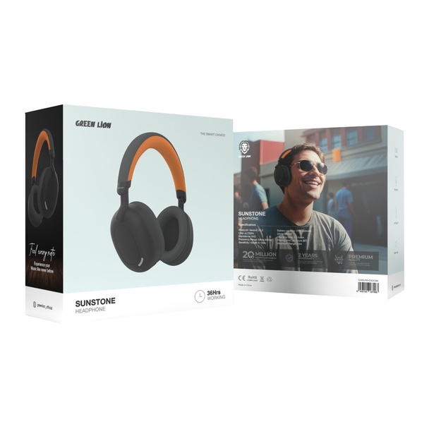 Green Lion Sunstone Headphone - Black & Orange | GNSUNHDOGBK