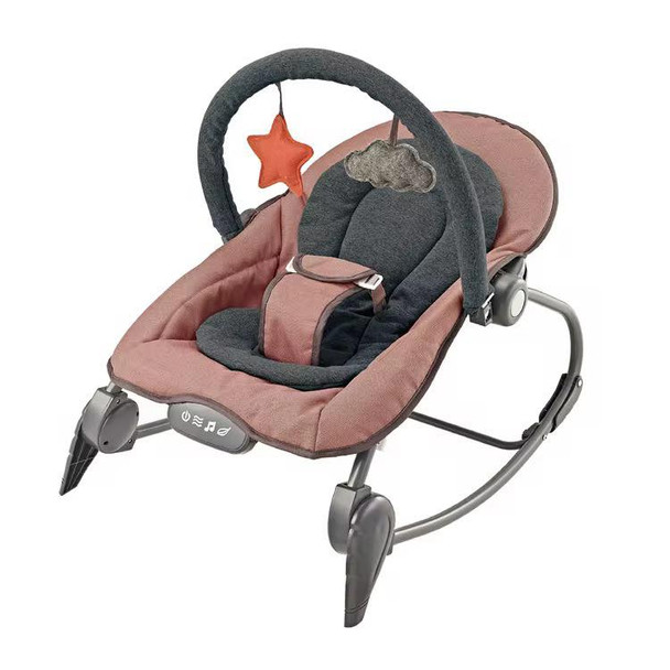 Baby Rocker Chair with Music & Soft Toys - Brown/Grey | 27268