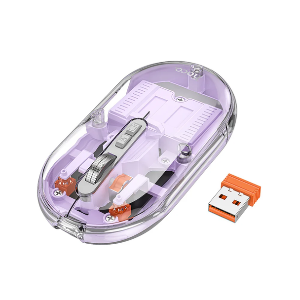 Hoco Magnetic Transparent Silent Wireless Mouse - Purple | GM35