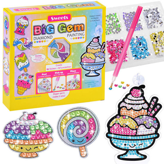 Sweets Big Gem diamond painting kit for kids with sticker designs suncatchers and colorful gems