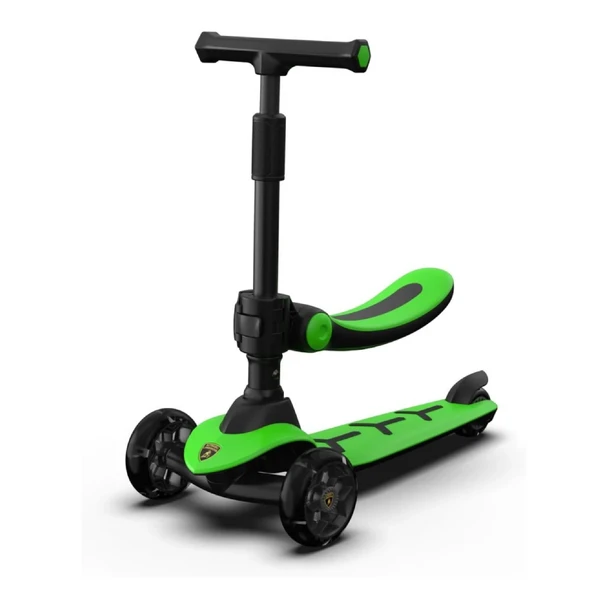 Green Convertible Kids Scooter With Seat (Lamborghini Inspired) | LB2005-S
