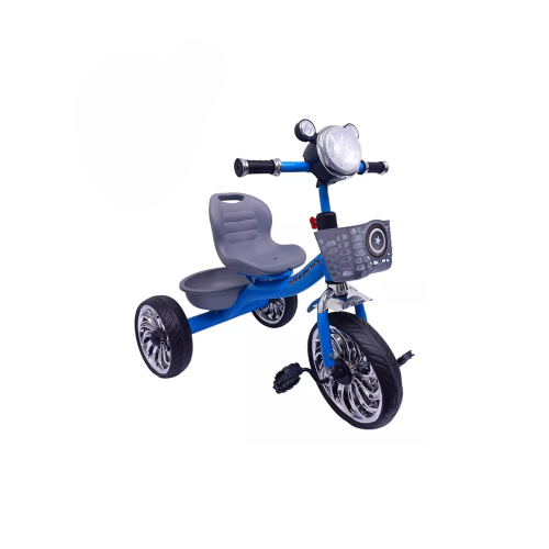 Kids Ride-On Tricycle with Light & Music, Comfortable Seat & Stylish Wheel Design - Blue | 900-8/B