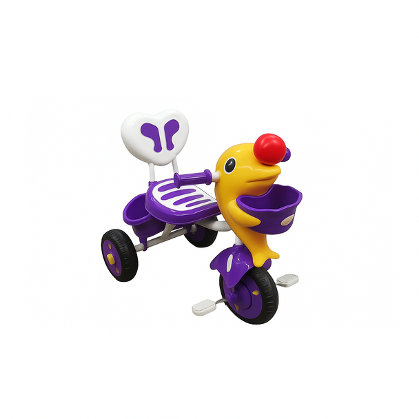 Kids Dolphin Tricycle with Basket & Pedals - Purple | TS6001/P