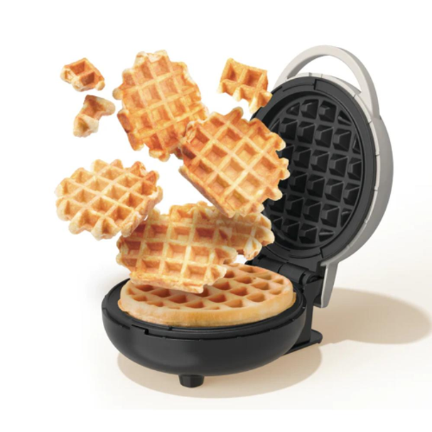 Nutricook Mini Waffle Maker 350-400W, Healthy Ceramic Coating, Quick Heat – Beige | NC-WM100BG
