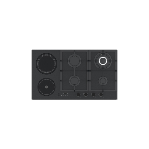 Queen Chef Built-in Gas Hob 4 Burners & 2 Electric Burner - Matt Black | QCHB90-4G2EGBM (HB)