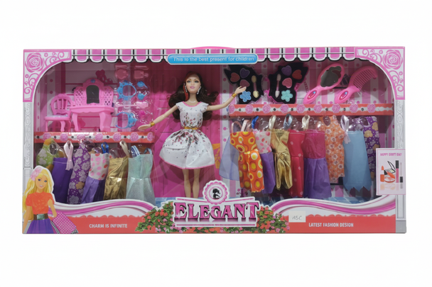 Elegant Fashion Doll Playset - Doll with Dressing Room, Furniture & Multiple Dresses | 055C
