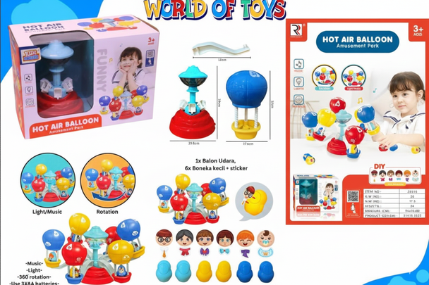 Hot Air Balloon Amusement Park – Music, Lights & 360° Rotating Ride Toy | ZR215