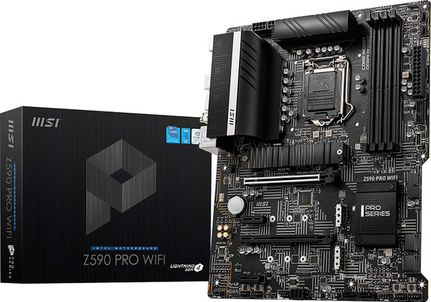 MSI Z590 PRO WiFi ProSeries Motherboard (ATX, 11th/10th Gen Intel Core, LGA 1200 Socket, DDR4, PCIe 4, M.2 Slots, USB 3.2 Gen 2, 2.5G LAN, DP/HDMI, Wi-Fi 6E) | Z590 PRO WiFi