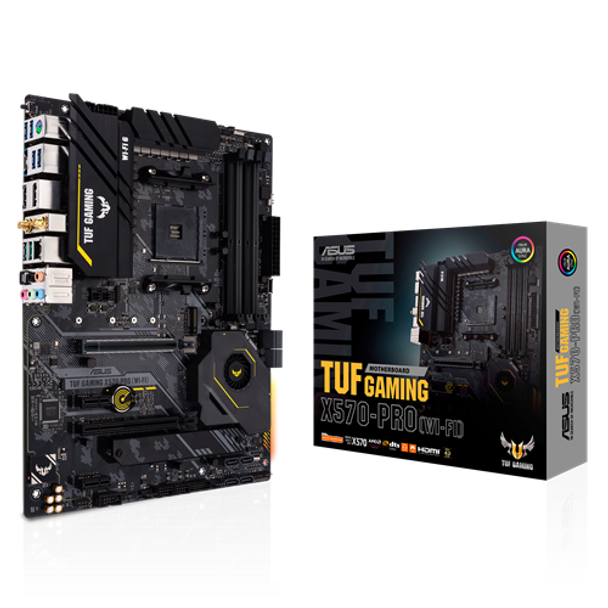 ASUS TUF GAMING X570-PRO (WI-FI) AMD AM4 X570 ATX gaming motherboard with PCIe 4.0, dual M.2, 2.5G Intel LAN, Wi-Fi 6, 14 Dr. MOS power stages, USB 3.2 Gen 2 Type-C ports and Aura Sync RGB lighting | X570-PRO