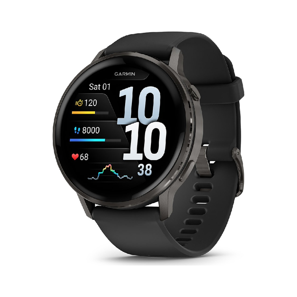 Garmin Venu 4 Smartwatch - 45 mm Slate with Black Silicone Band | 010-03014-00