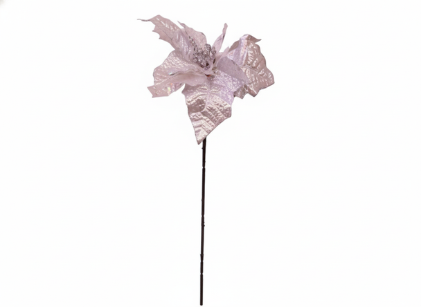 Pink Christmas Decorative Glitter Flower Stem | 39100