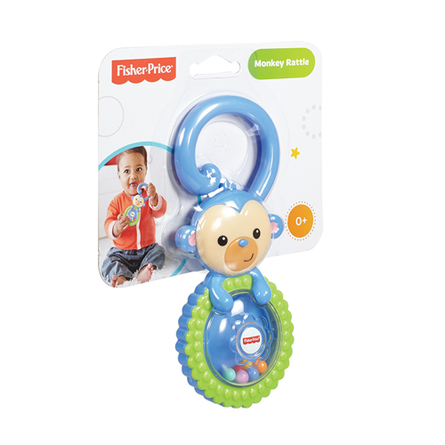 Fisher-Price Infant Rattle Monkey - Baby Sensory Toy | CGR87
