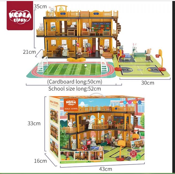 Wooden Animal Family School Playset - 273 PCS | FDE87392