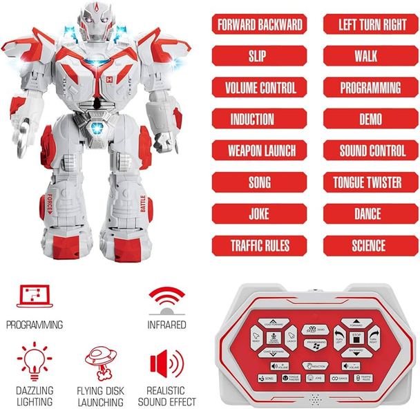 TENFUN Robo Ninja Smart Remote Control Robot - Flying Disk Launch, Gesture & Sound Control | 6030