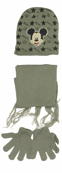 Mickey Mouse Kids Winter Set - Hat, Scarf & Gloves - Grey | AL1896