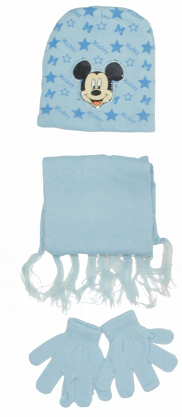 Mickey Mouse Kids Winter Set - Hat, Scarf & Gloves - Light Blue | AL1896