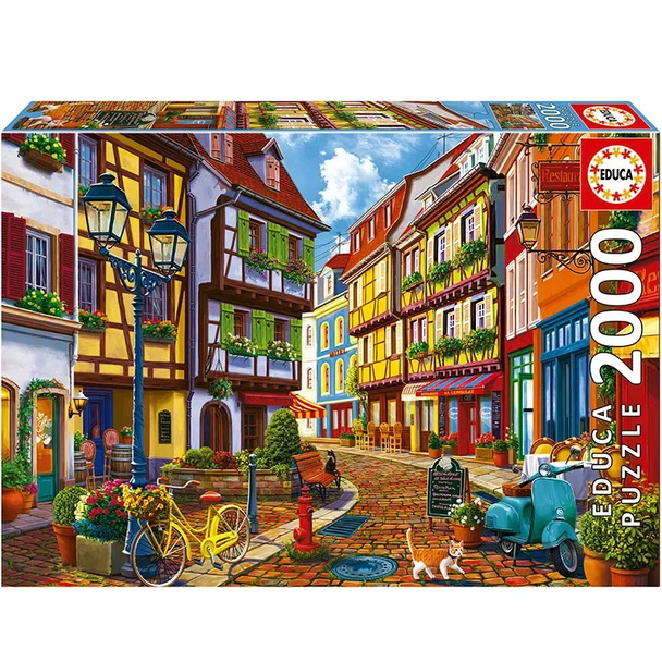 Educa 19945 - Colorful European Old Town Street Puzzle 2000 Pieces - Vintage Architecture Series | 19945