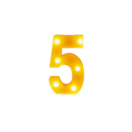 Light Marquee Sign Decor - Number Five | 352-1/5