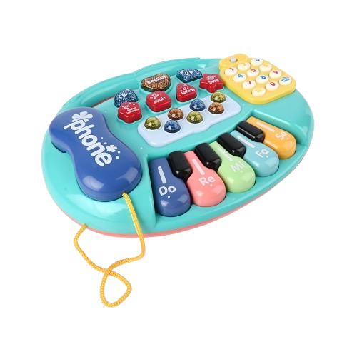 Kids Music Keyboard Toy – Educational Light-Up Piano with Phone & Functions (Blue/Green) | CY-7071B