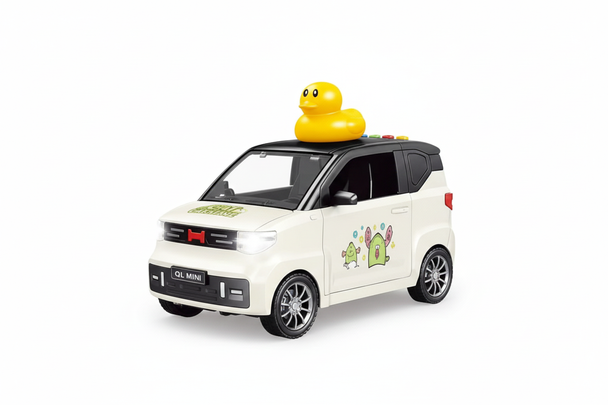 Cartoon Duck-Top Music & Light Mini Car Toy - White | 319-1/1